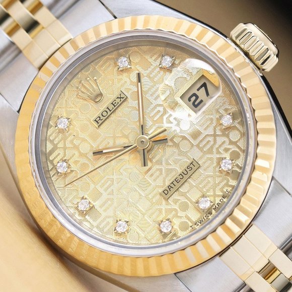 Rolex Datejust Champagne 18k Factory Women's Diamond Watch - Picture 1 of 6